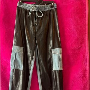 Perfect Mix Denim Cargo Joggers - Black/Blue